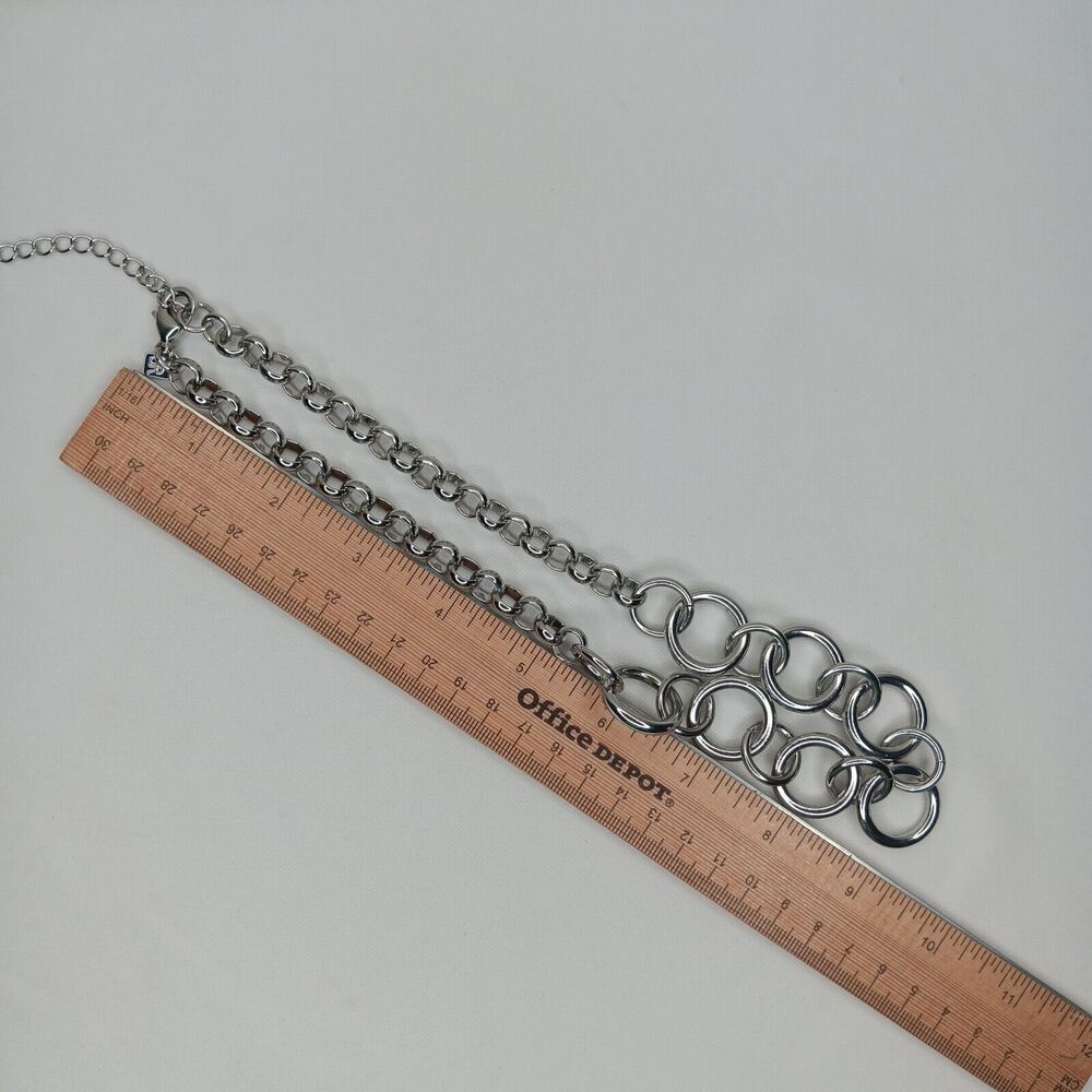 Banana Republic Silver Tone Loop Statement Neckla… - image 5